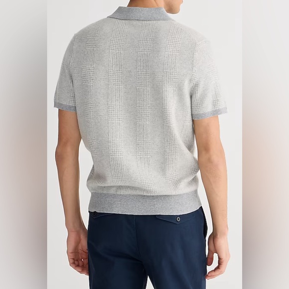 NWOT Jcrew Short-sleeve cashmere sweater-polo in glen plaid - Picture 2 of 9